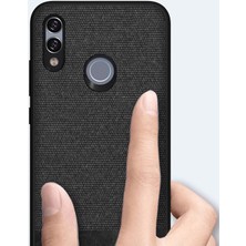 Microcase Huawei Honor 8X Fabrik Serisi Kumaş ve Deri Desen Kılıf - Siyah