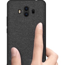 Microcase Huawei Mate 10 Fabrik Serisi Kumaş ve Deri Desen Kılıf - Siyah