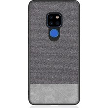 Microcase Huawei Mate 20 Fabrik Serisi Kumaş ve Deri Desen Kılıf - Gri