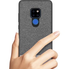 Microcase Huawei Mate 20 Fabrik Serisi Kumaş ve Deri Desen Kılıf - Gri