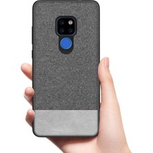 Microcase Huawei Mate 20 Fabrik Serisi Kumaş ve Deri Desen Kılıf - Gri