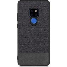 Microcase Huawei Mate 20 Fabrik Serisi Kumaş ve Deri Desen Kılıf - Siyah