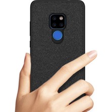 Microcase Huawei Mate 20 Fabrik Serisi Kumaş ve Deri Desen Kılıf - Siyah