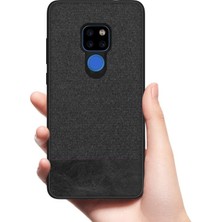 Microcase Huawei Mate 20 Fabrik Serisi Kumaş ve Deri Desen Kılıf - Siyah