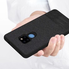 Microcase Huawei Mate 20 Fabrik Serisi Kumaş ve Deri Desen Kılıf - Siyah