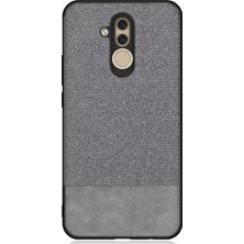 Microcase Huawei Mate 20 Lite Fabrik Serisi Kumaş ve Deri Desen Kılıf - Gri