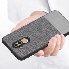 Microcase Huawei Mate 20 Lite Fabrik Serisi Kumaş ve Deri Desen Kılıf - Gri