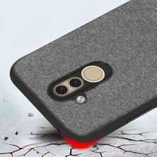 Microcase Huawei Mate 20 Lite Fabrik Serisi Kumaş ve Deri Desen Kılıf - Gri