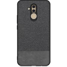 Microcase Huawei Mate 20 Lite Fabrik Serisi Kumaş ve Deri Desen Kılıf - Siyah