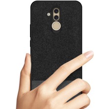 Microcase Huawei Mate 20 Lite Fabrik Serisi Kumaş ve Deri Desen Kılıf - Siyah