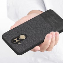 Microcase Huawei Mate 20 Lite Fabrik Serisi Kumaş ve Deri Desen Kılıf - Siyah