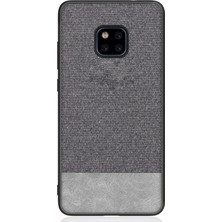 Microcase Huawei Mate 20 Pro Fabrik Serisi Kumaş ve Deri Desen Kılıf - Gri