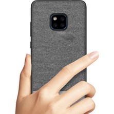 Microcase Huawei Mate 20 Pro Fabrik Serisi Kumaş ve Deri Desen Kılıf - Gri