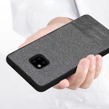 Microcase Huawei Mate 20 Pro Fabrik Serisi Kumaş ve Deri Desen Kılıf - Gri