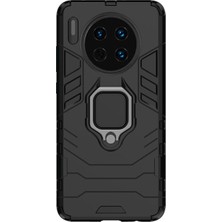 Microcase Huawei Mate 30 Yüzük Standlı Armor Kılıf - Siyah