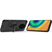 Microcase Huawei Mate 30 Yüzük Standlı Armor Kılıf - Siyah