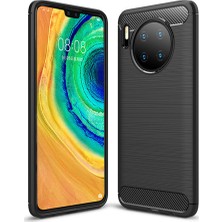 Microcase Huawei Mate 30 Brushed Carbon Fiber Silikon Kılıf - Siyah