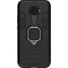 Microcase Huawei Mate 30 Lite Yüzük Standlı Armor Kılıf - Siyah