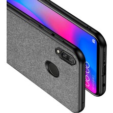 Microcase Huawei P Smart 2019 Fabrik Serisi Kumaş ve Deri Desen Kılıf - Gri