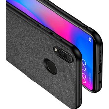 Microcase Huawei P Smart 2019 Fabrik Serisi Kumaş ve Deri Desen Kılıf - Siyah