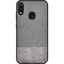 Microcase Huawei P20 Lite Fabrik Serisi Kumaş ve Deri Desen Kılıf - Gri