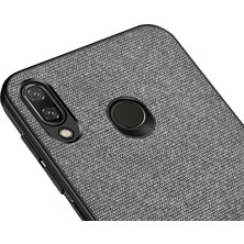 Microcase Huawei P20 Lite Fabrik Serisi Kumaş ve Deri Desen Kılıf - Gri