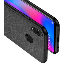 Microcase Huawei P20 Lite Fabrik Serisi Kumaş ve Deri Desen Kılıf - Siyah