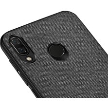 Microcase Huawei P20 Lite Fabrik Serisi Kumaş ve Deri Desen Kılıf - Siyah