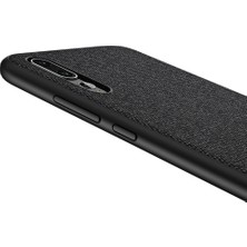 Microcase Huawei P20 Pro Fabrik Serisi Kumaş ve Deri Desen Kılıf - Siyah