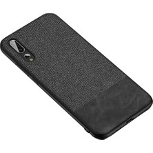 Microcase Huawei P20 Pro Fabrik Serisi Kumaş ve Deri Desen Kılıf - Siyah