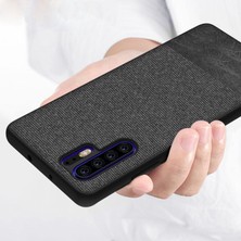 Microcase Huawei P30 Pro Fabrik Serisi Kumaş ve Deri Desen Kılıf - Siyah