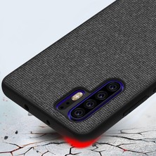 Microcase Huawei P30 Pro Fabrik Serisi Kumaş ve Deri Desen Kılıf - Siyah