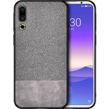 Microcase Meizu 16S Fabrik Serisi Kumaş ve Deri Desen Kılıf - Gri