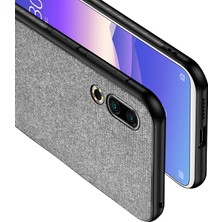 Microcase Meizu 16S Fabrik Serisi Kumaş ve Deri Desen Kılıf - Gri