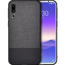 Microcase Meizu 16S Fabrik Serisi Kumaş ve Deri Desen Kılıf - Siyah