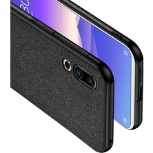 Microcase Meizu 16S Fabrik Serisi Kumaş ve Deri Desen Kılıf - Siyah