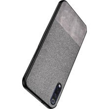 Microcase Meizu 16XS Fabrik Serisi Kumaş ve Deri Desen Kılıf - Gri