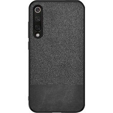 Microcase Meizu 16XS Fabrik Serisi Kumaş ve Deri Desen Kılıf - Siyah