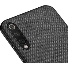 Microcase Meizu 16XS Fabrik Serisi Kumaş ve Deri Desen Kılıf - Siyah