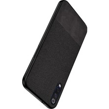 Microcase Meizu 16XS Fabrik Serisi Kumaş ve Deri Desen Kılıf - Siyah