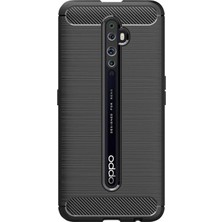 Microcase Oppo Reno 2Z Brushed Carbon Fiber Silikon Kılıf - Siyah