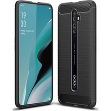 Microcase Oppo Reno 2Z Brushed Carbon Fiber Silikon Kılıf - Siyah