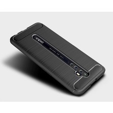 Microcase Oppo Reno 2Z Brushed Carbon Fiber Silikon Kılıf - Siyah