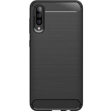 Microcase Samsung Galaxy A30s Brushed Carbon Fiber Silikon Kılıf - Siyah