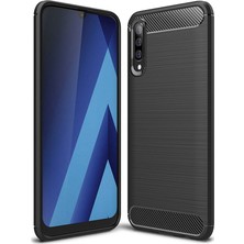 Microcase Samsung Galaxy A30s Brushed Carbon Fiber Silikon Kılıf - Siyah