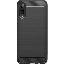 Microcase Samsung Galaxy A50s Brushed Carbon Fiber Silikon Kılıf - Siyah