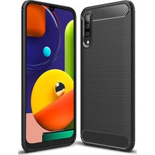 Microcase Samsung Galaxy A50s Brushed Carbon Fiber Silikon Kılıf - Siyah