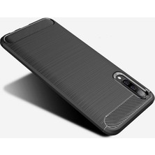 Microcase Samsung Galaxy A50s Brushed Carbon Fiber Silikon Kılıf - Siyah