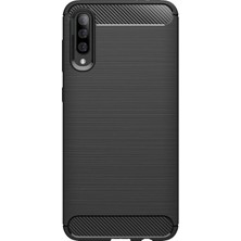 Microcase Samsung Galaxy A70s Brushed Carbon Fiber Silikon Kılıf - Siyah