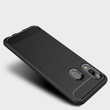 Microcase Samsung Galaxy M10s Brushed Carbon Fiber Silikon Kılıf - Siyah